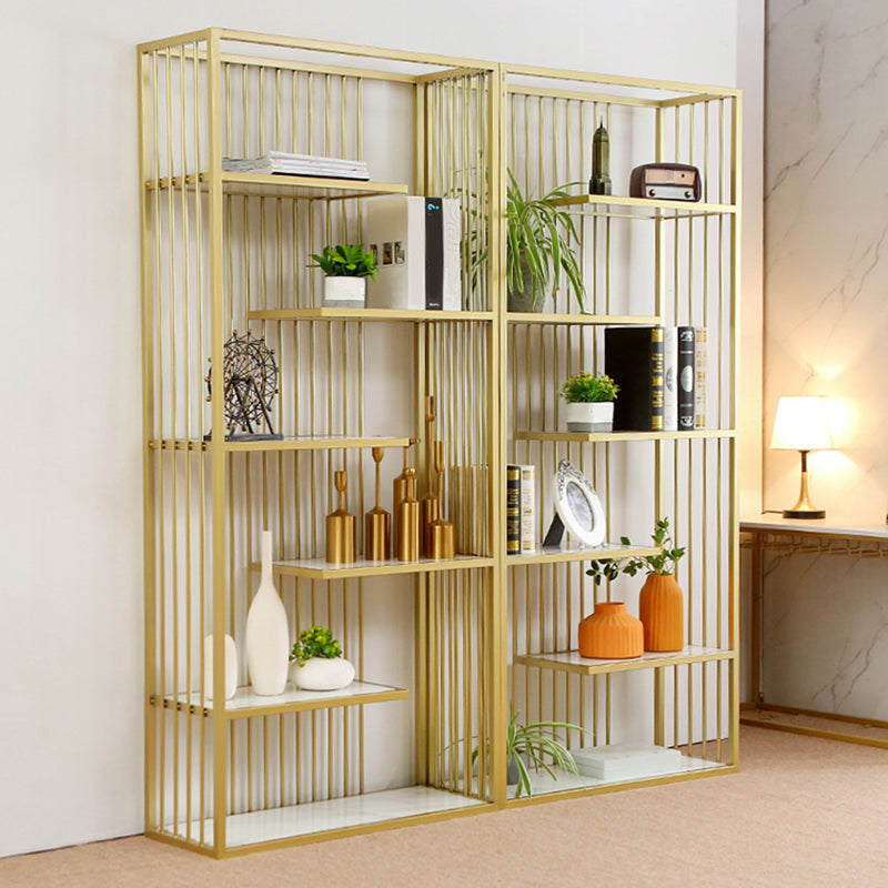 Light Luxury Standard Shelf Bookcase Metal 6-Tier Open Back Shelf