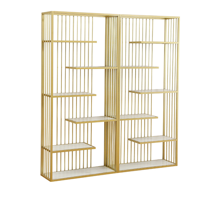 Light Luxury Standard Shelf Bookcase Metal 6-Tier Open Back Shelf