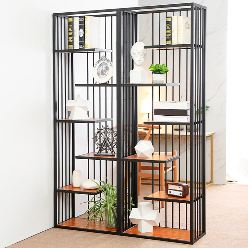 Light Luxury Standard Shelf Bookcase Metal 6-Tier Open Back Shelf