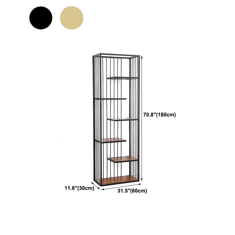Light Luxury Standard Shelf Bookcase Metal 6-Tier Open Back Shelf