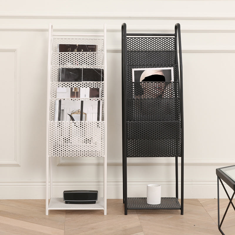 5 Tiers Shelf Bookcase 38" H x 12" W Metal Book Shelf Closed Back