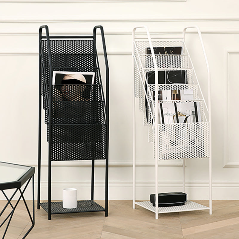 5 Tiers Shelf Bookcase 38" H x 12" W Metal Book Shelf Closed Back