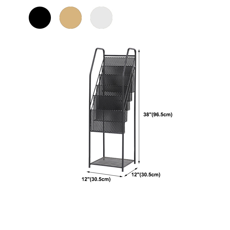 5 Tiers Shelf Bookcase 38" H x 12" W Metal Book Shelf Closed Back