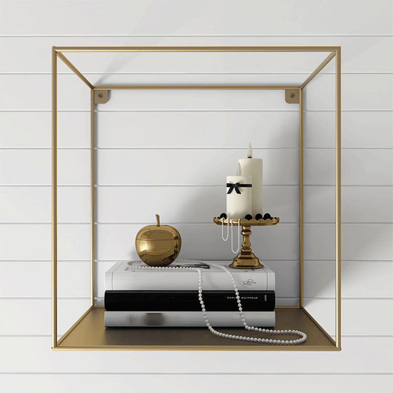 Glam Open Shelf Bookcase Floating Metal Book Shelf for Living Room