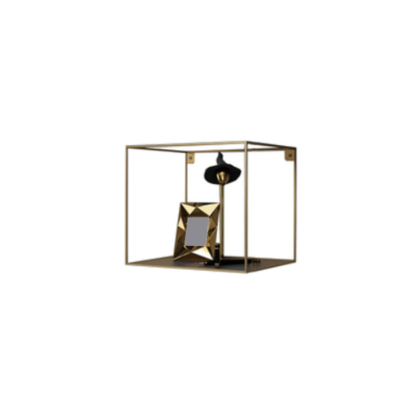 Glam Open Shelf Bookcase Floating Metal Book Shelf for Living Room