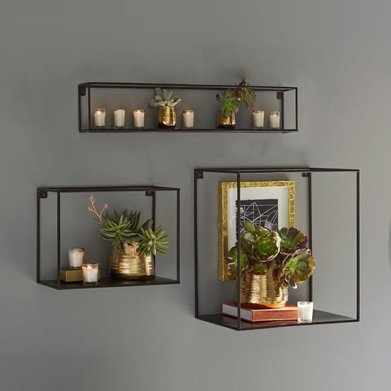 Glam Open Shelf Bookcase Floating Metal Book Shelf for Living Room