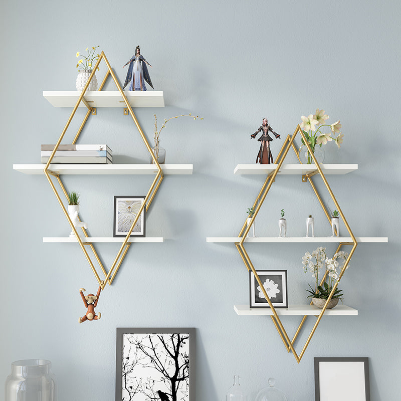 Luxury Floating Bookshelf Metal Lozenge Open Back Book Shelf