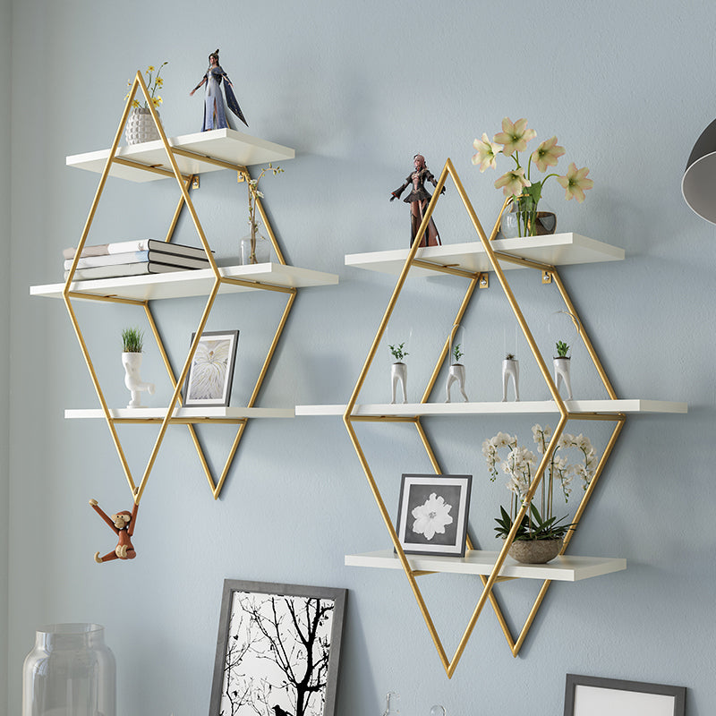 Luxury Floating Bookshelf Metal Lozenge Open Back Book Shelf