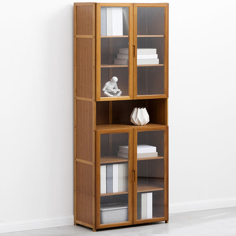 Brown Brown Shelf Bookcase Bedroom Closed Back Shelf with Cabinets