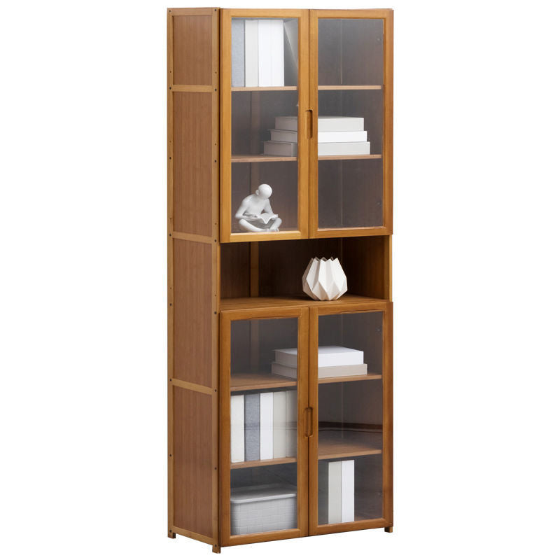 Brown Brown Shelf Bookcase Bedroom Closed Back Shelf with Cabinets