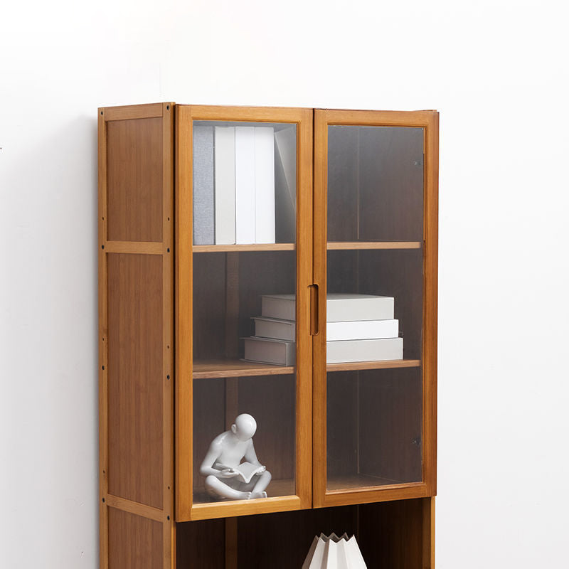 Brown Brown Shelf Bookcase Bedroom Closed Back Shelf with Cabinets