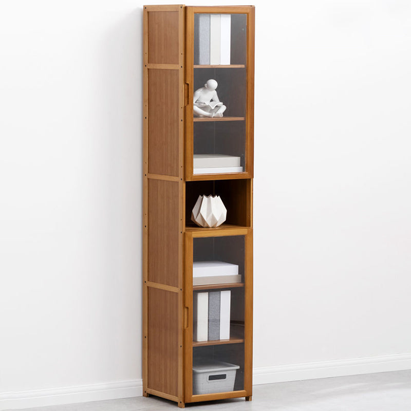 Brown Brown Shelf Bookcase Bedroom Closed Back Shelf with Cabinets