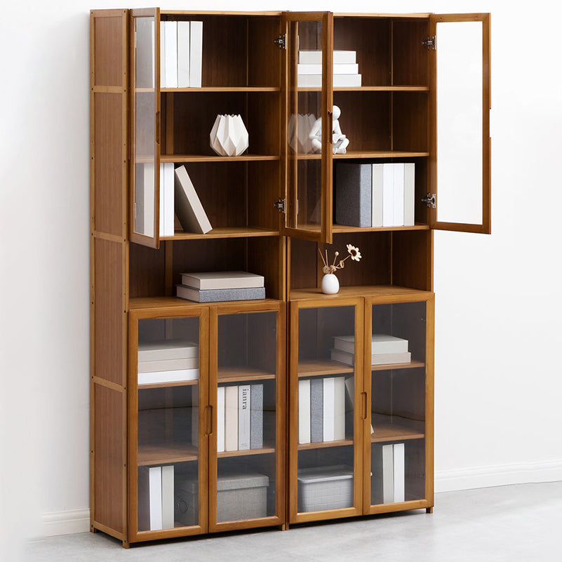 Brown Brown Shelf Bookcase Bedroom Closed Back Shelf with Cabinets