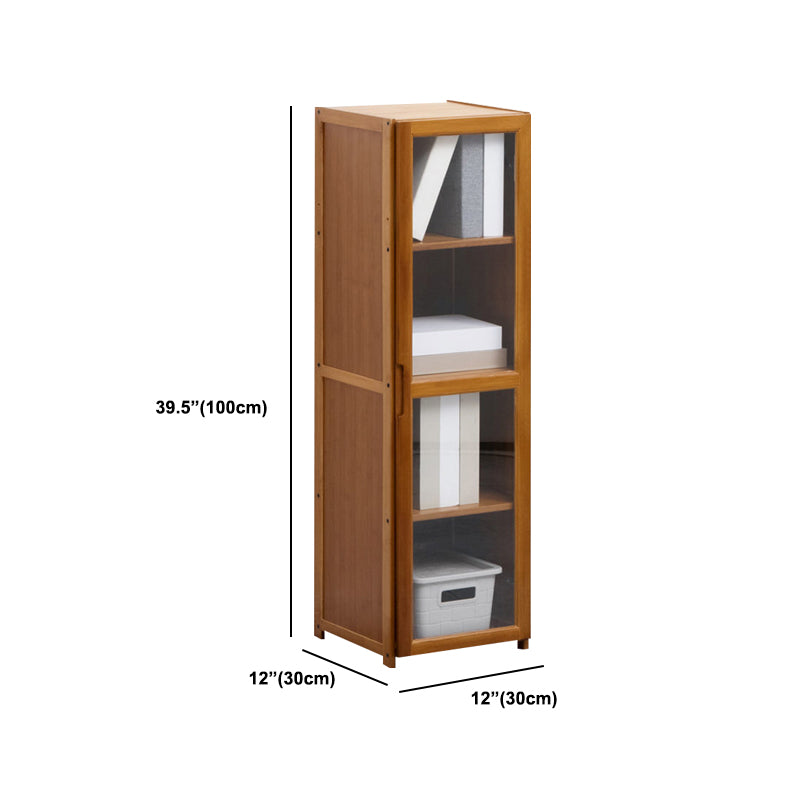 Brown Brown Shelf Bookcase Bedroom Closed Back Shelf with Cabinets