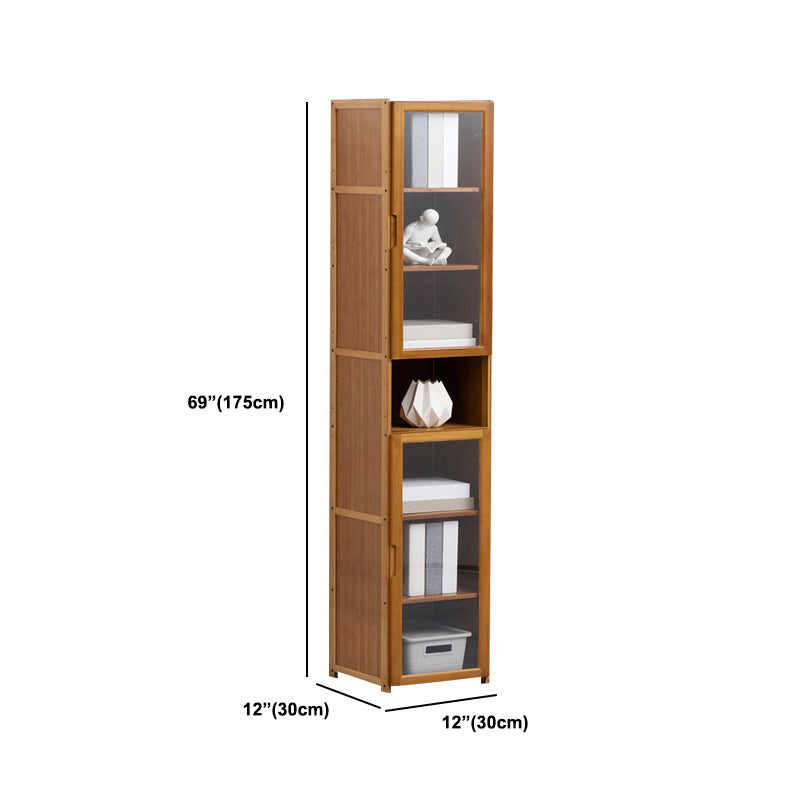 Brown Brown Shelf Bookcase Bedroom Closed Back Shelf with Cabinets