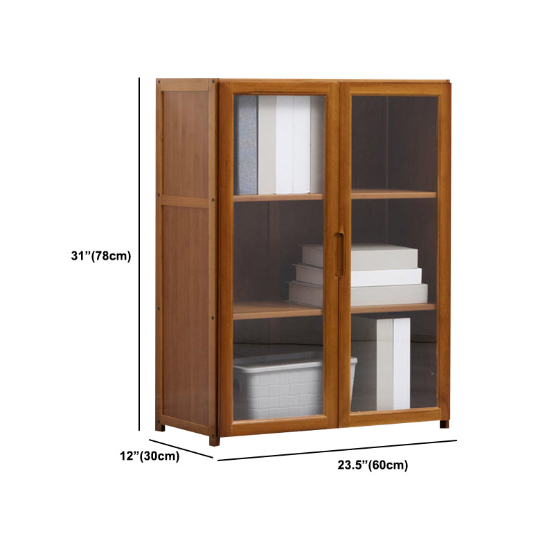 Brown Brown Shelf Bookcase Bedroom Closed Back Shelf with Cabinets