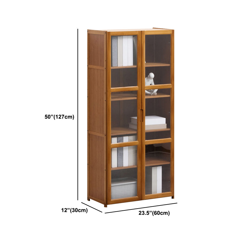 Brown Brown Shelf Bookcase Bedroom Closed Back Shelf with Cabinets