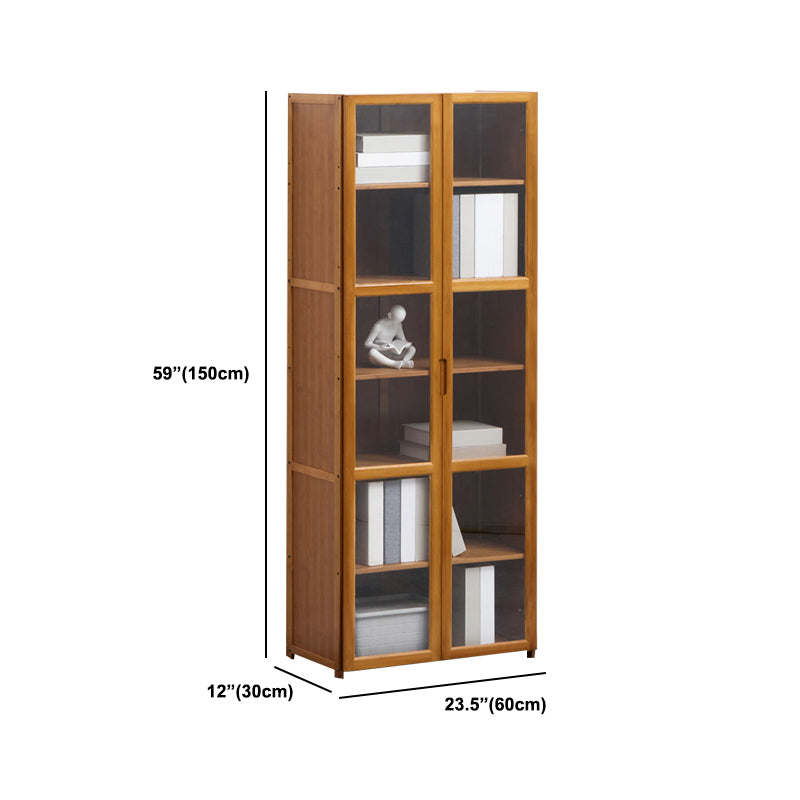 Brown Brown Shelf Bookcase Bedroom Closed Back Shelf with Cabinets