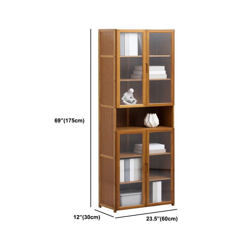 Brown Brown Shelf Bookcase Bedroom Closed Back Shelf with Cabinets