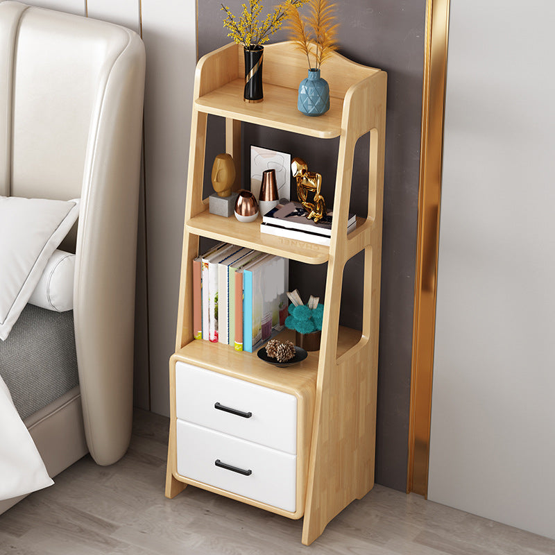 Ladder Bookshelf Modern Wood Bookcase with Drawer Storage 47" H X 14" W