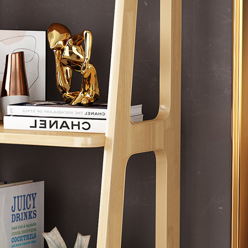 Ladder Bookshelf Modern Wood Bookcase with Drawer Storage 47" H X 14" W