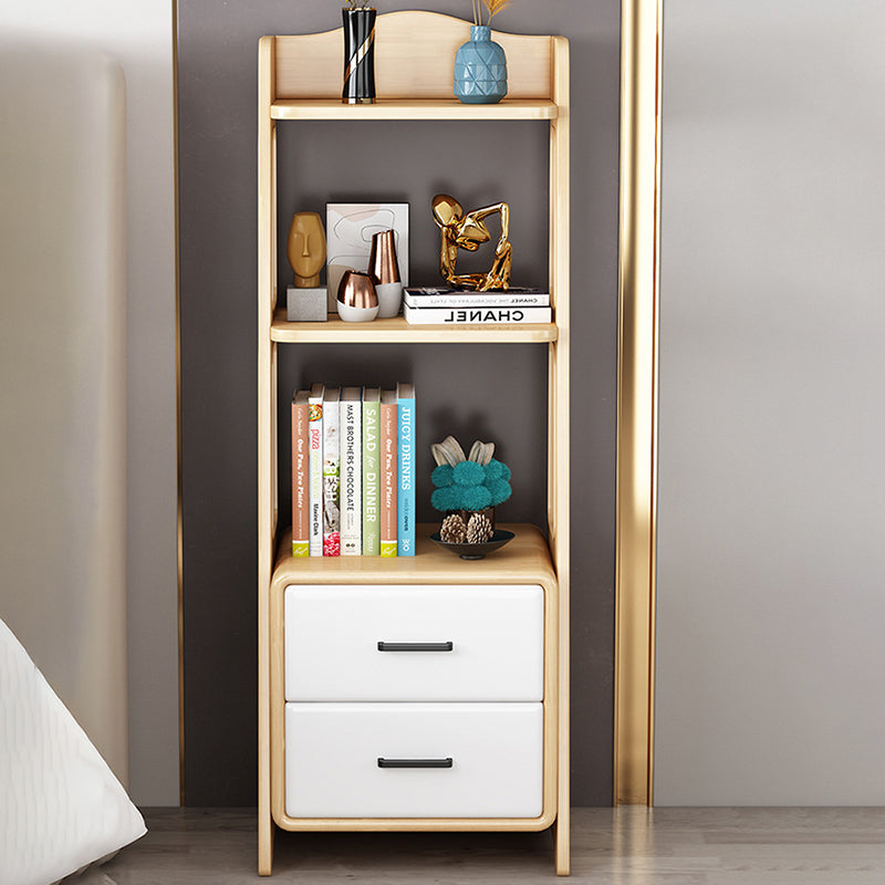 Ladder Bookshelf Modern Wood Bookcase with Drawer Storage 47" H X 14" W