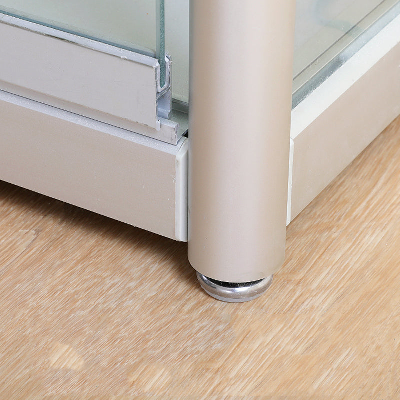 Modern Metal Display Stand Glass Shelves Curio Cabinet in White/ Gold