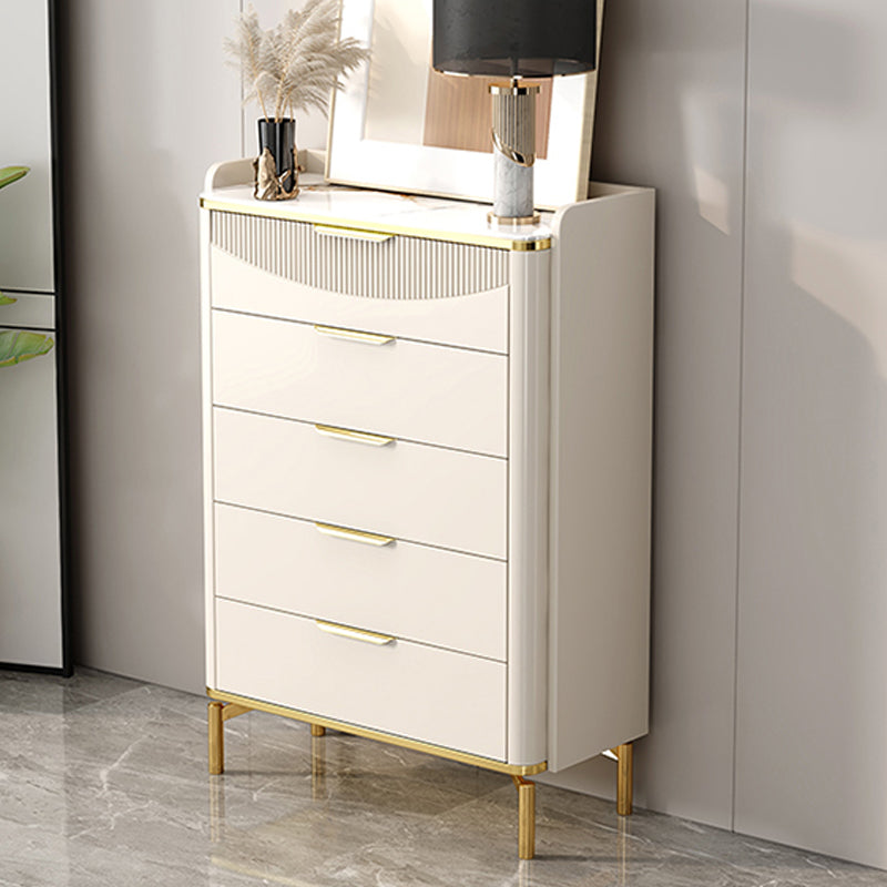 Glam Wooden Storage Chest Bedroom Chest in White with Drawers