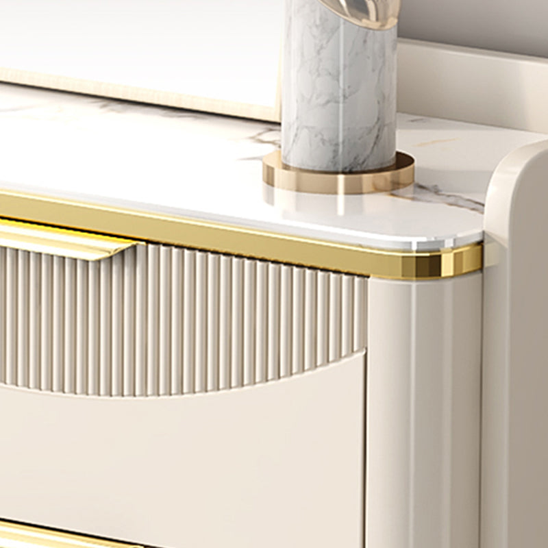 Glam Wooden Storage Chest Bedroom Chest in White with Drawers