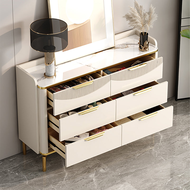 Glam Wooden Storage Chest Bedroom Chest in White with Drawers