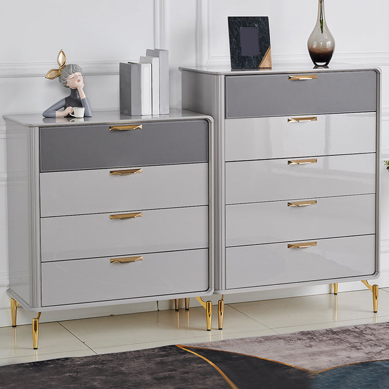 Glam Wooden Storage Chest 16" W Home Chest in Gray with Drawers