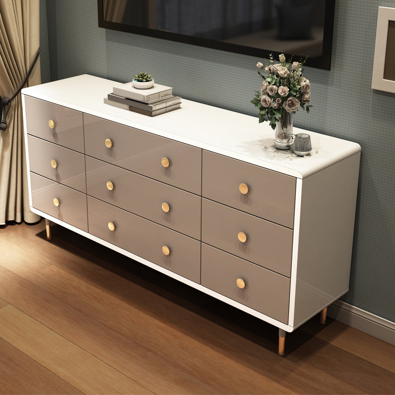 16" W Wood Double Dresser Modern Storage Chest with Drawers for Bedroom