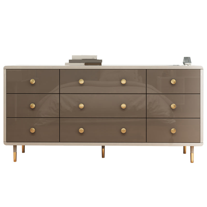 16" W Wood Double Dresser Modern Storage Chest with Drawers for Bedroom