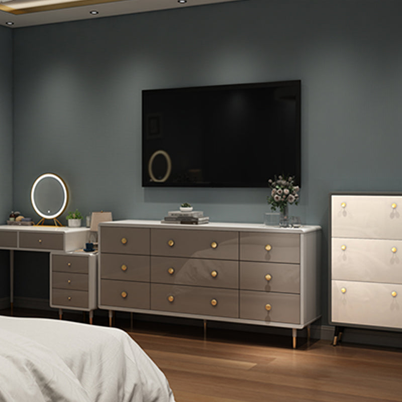 16" W Wood Double Dresser Modern Storage Chest with Drawers for Bedroom