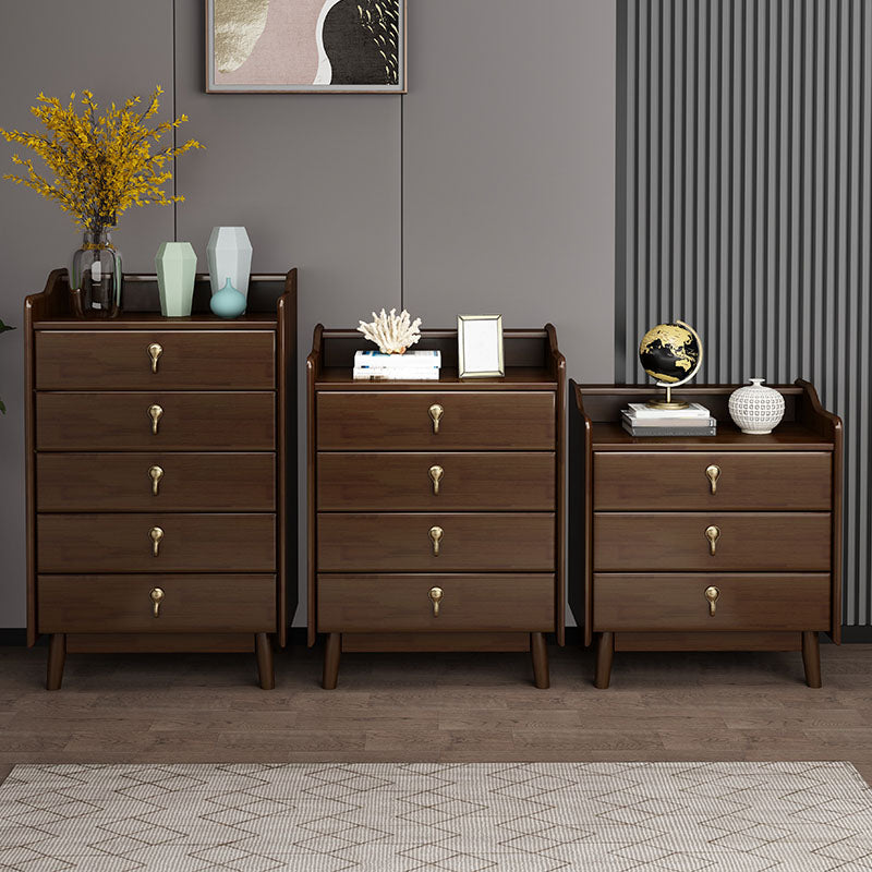 Glam Rubber Wood Bedroom Storage Chest Vertical Chest with Drawers