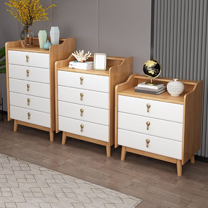 Glam Rubber Wood Bedroom Storage Chest Vertical Chest with Drawers
