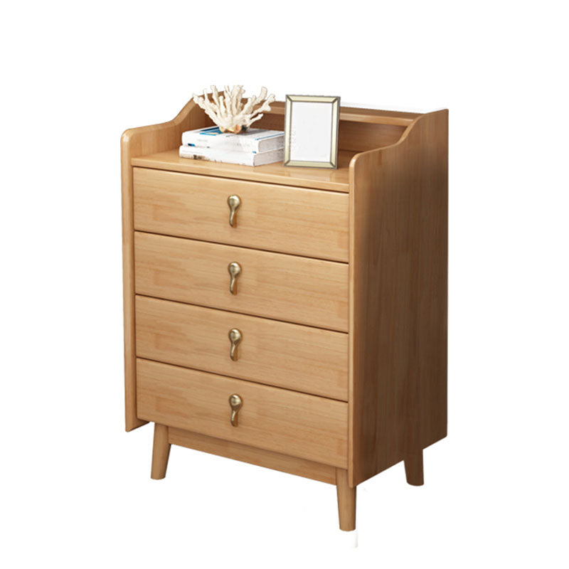Glam Rubber Wood Bedroom Storage Chest Vertical Chest with Drawers