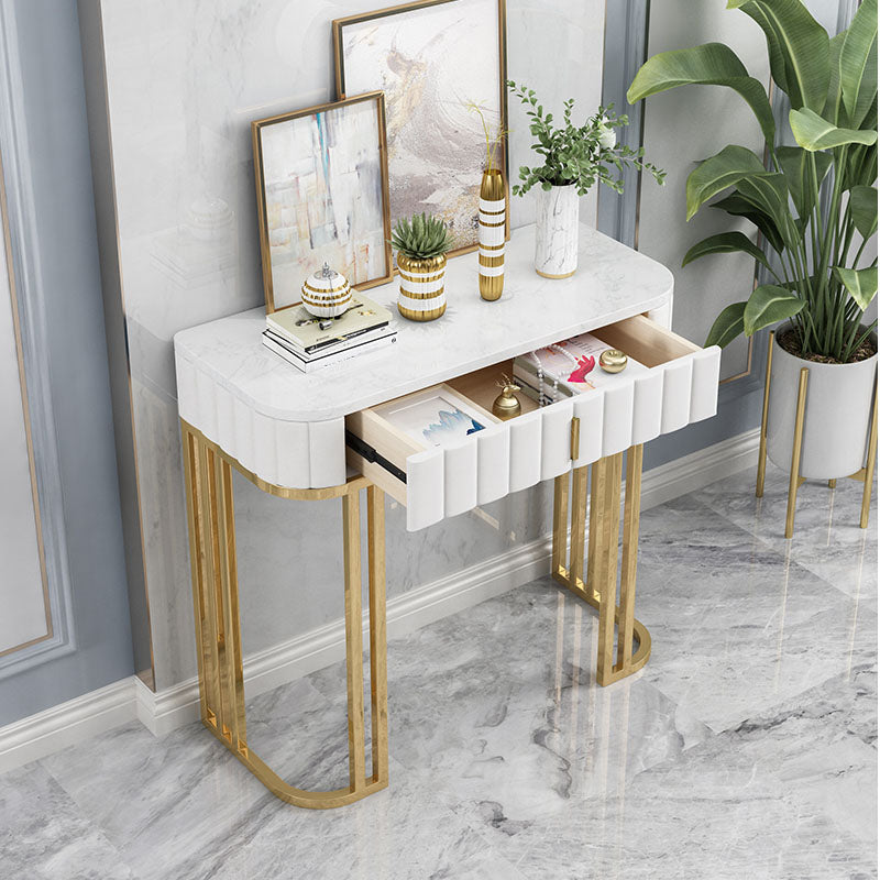 Glam Marble Console Table 14" W Half Moon Console Accent Table for Hall