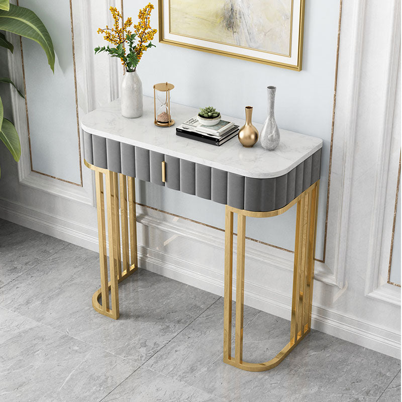 Glam Marble Console Table 14" W Half Moon Console Accent Table for Hall