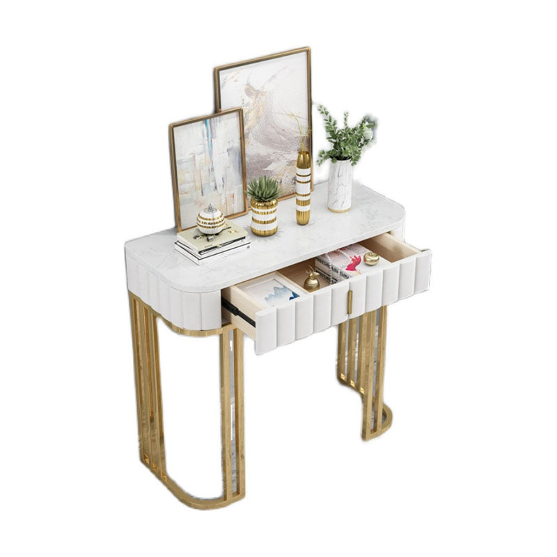 Glam Marble Console Table 14" W Half Moon Console Accent Table for Hall