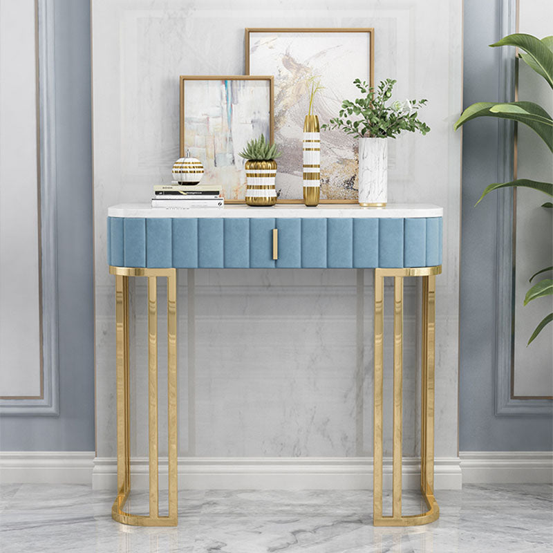 Glam Marble Console Table 14" W Half Moon Console Accent Table for Hall