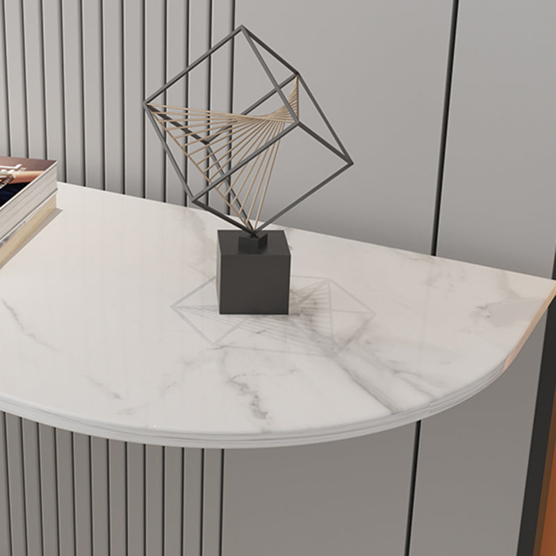 11" Wide Contemporary End Table Stone Half Moon Pedestal Accent Table