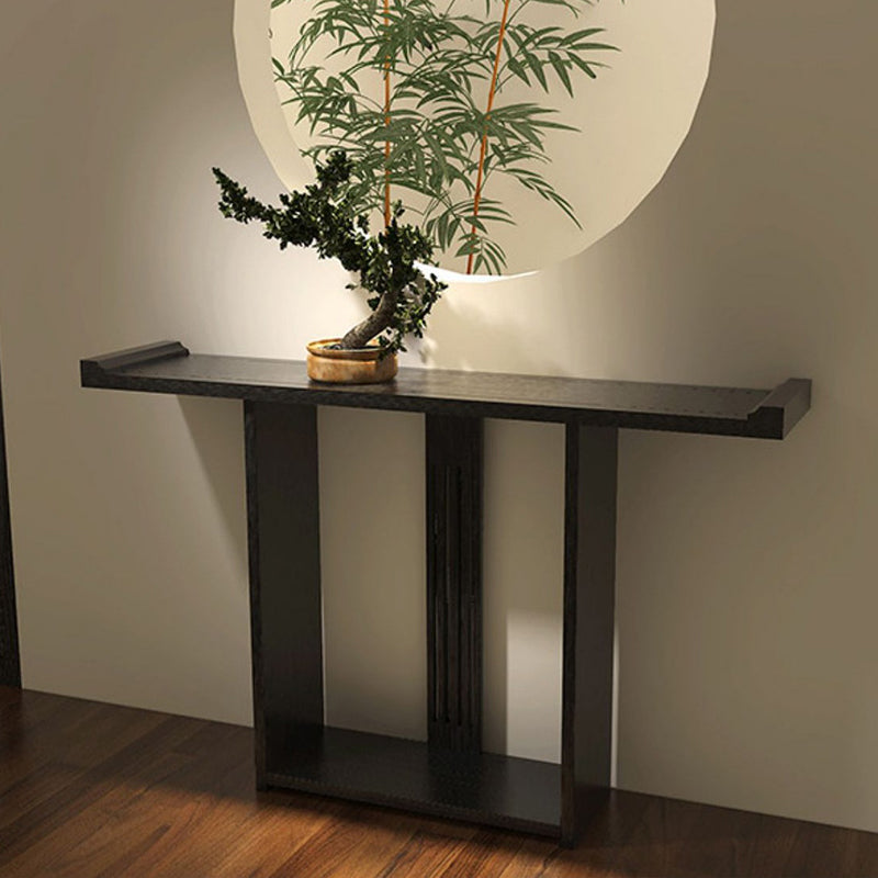 11.8" W Oval Console Table Mid-Century Modern Solid Wood Console