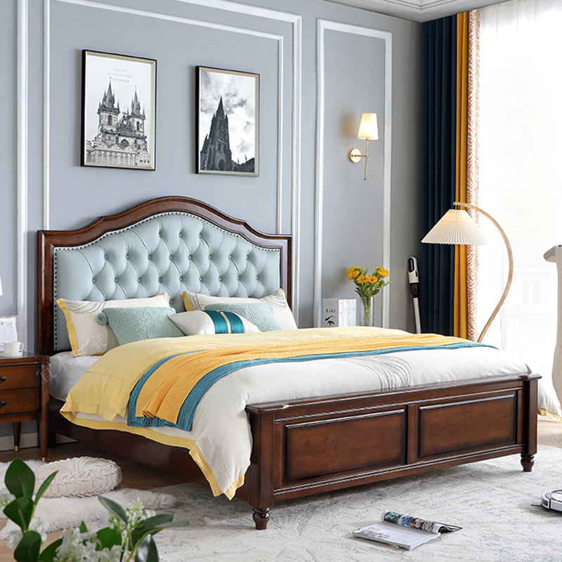 Brown Traditional Panel Bed with Storage Upholstered Headboard Bed, 59.05" High