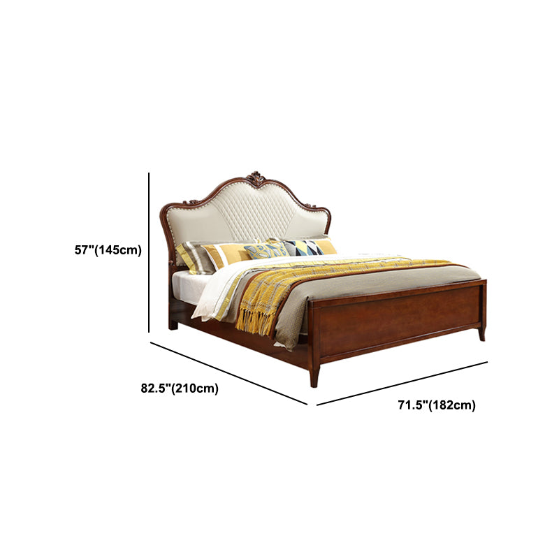 57.08" High Traditional Panel Bed with Storage Brown Upholstered Headboard Bed