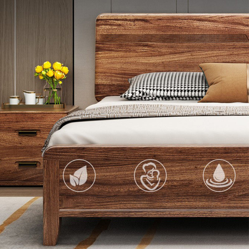 84.65 inch Wide Mid-century Bed Frame Pine Wood Panel Bed with Headboard