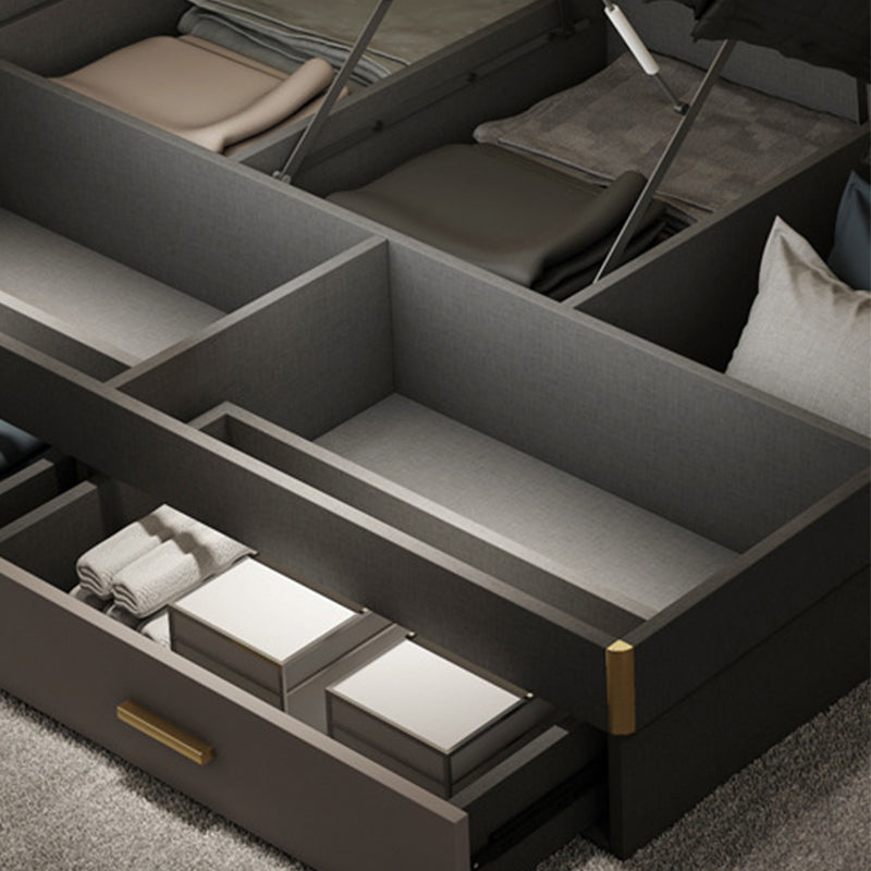 Grey Rectangular Headboard Standard Bed with Upholstered Headboard