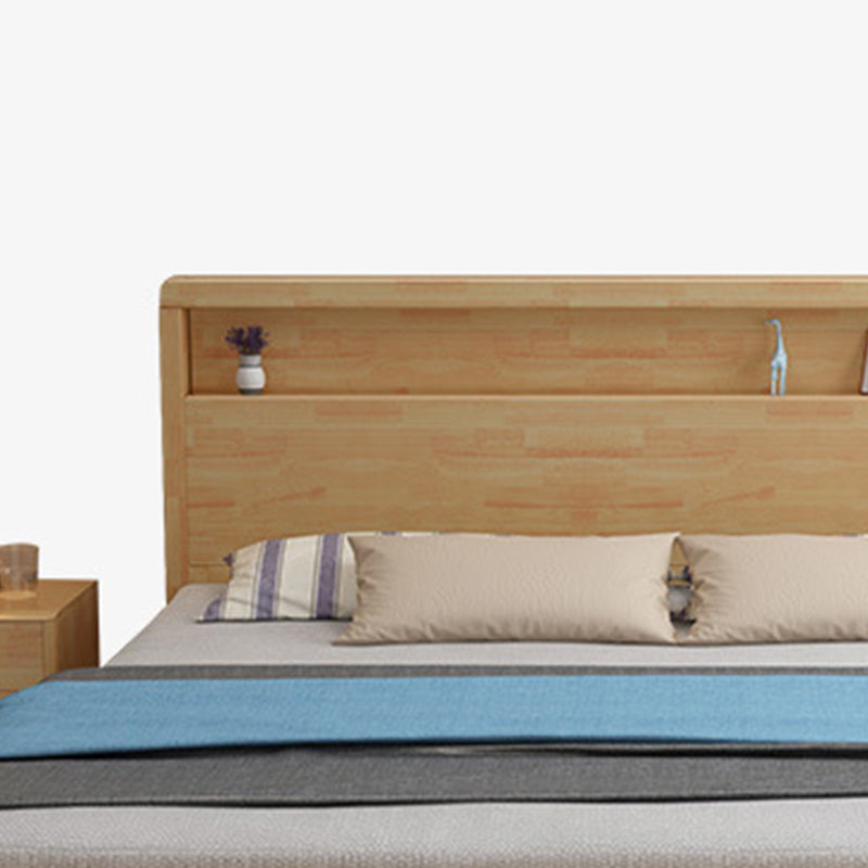 Traditional Panel Bed with Storage 38.58" High Brown Rubberwood Bed