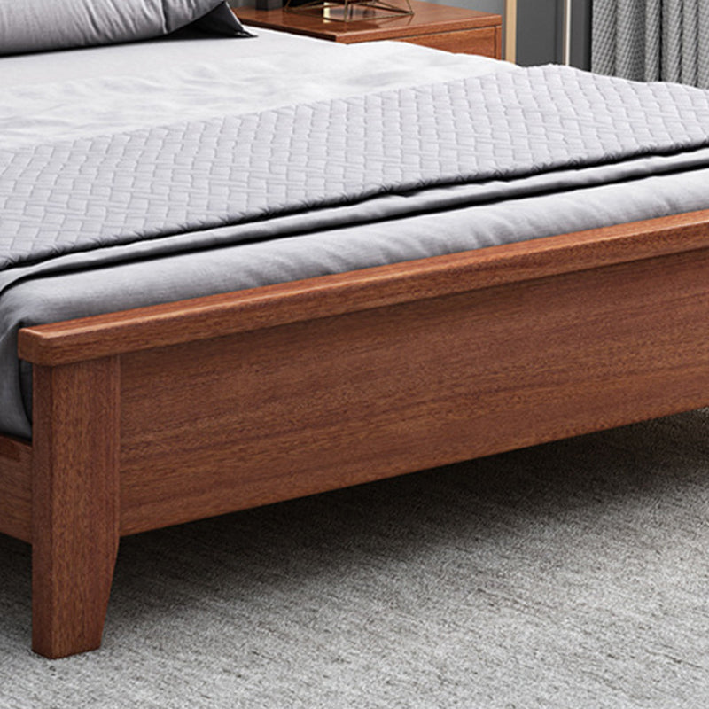 Queen Bed 43.3 Inch High Walnut Panel Bed in Brone with 4 Legs