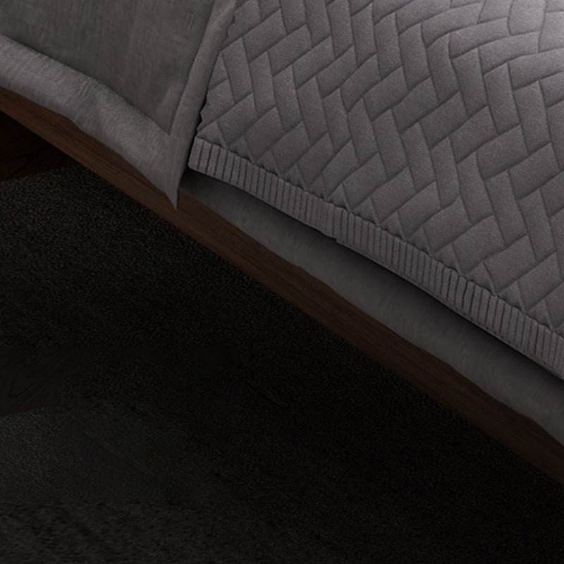 Brown 36.61" High Panel Bed with Storage Walnut Bed with Headboard